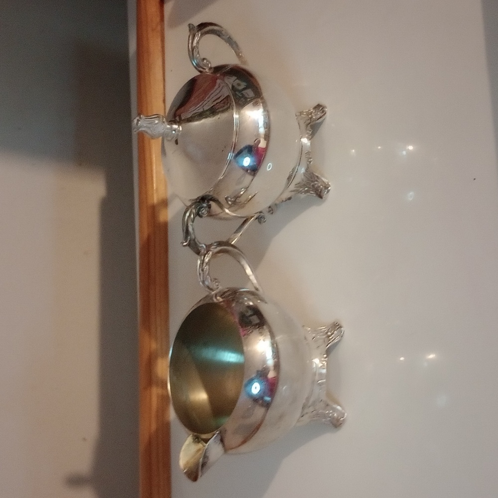 Silver Plated Cream Pitcher and Sugar Bowl by F. B. Rodgers